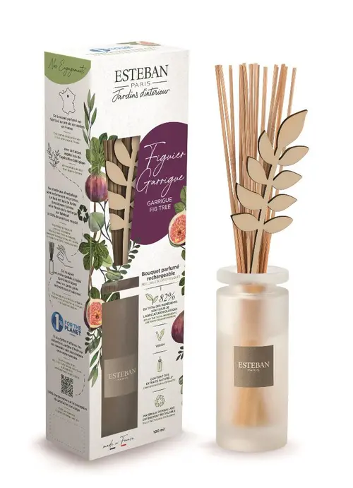 Jardin et confort:Bouquet parfumé initial avec recharge Figuier Garrigue Esteban - 100 ml