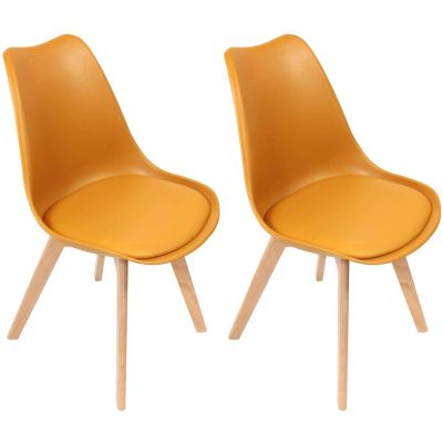 Chaise scandinave avec assise rembourrée (Lot de 2) (Jaune)