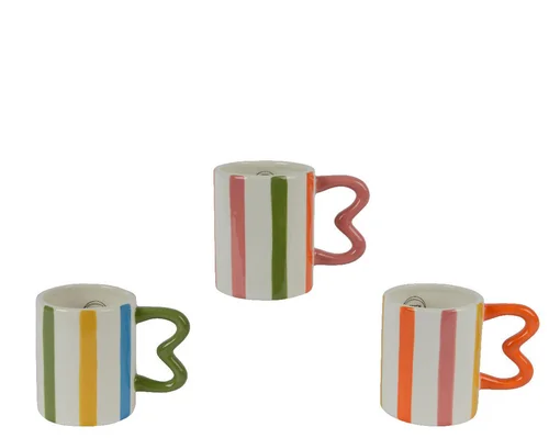 Pour simplifier le jardin:Mug avec rayures multicolores Dolomite - 12,5 x 5,8 x H 9,8 cm