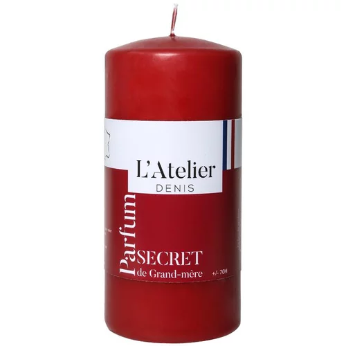 Qualité pour le jardin:Bougie cylindrique taille L rouge parfum secret de grand-mère L’Atelier de Denis - Ø 6,8 x H 14.5 cm