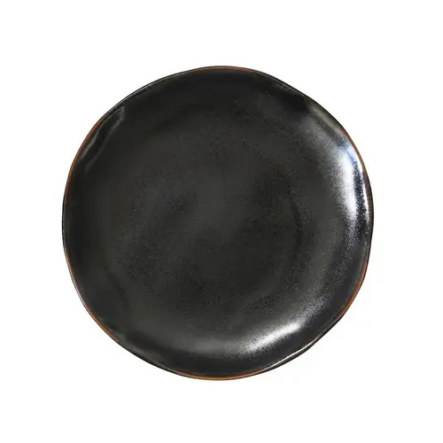 Pratique dehors:Assiette à dessert en grès réactif gris anthracite Médard de Noblat collection Vertigo Volcan - Ø 21 cm
