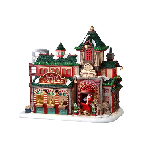 Jardin confort：Scène animée Lemax Santa's wonderland Écuries du Père Noël