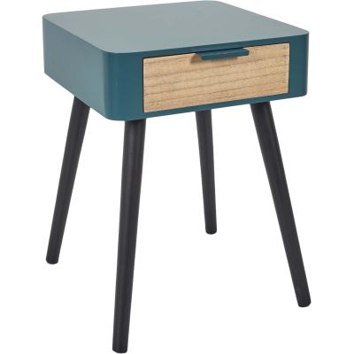 Chevet en bois 1 tiroir Zoran (Bleu canard)