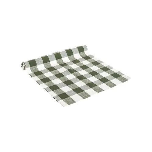 Pour donner du style à l’extérieur：Chemin de table à carreaux verts et blancs en coton - 150 x 50 cm