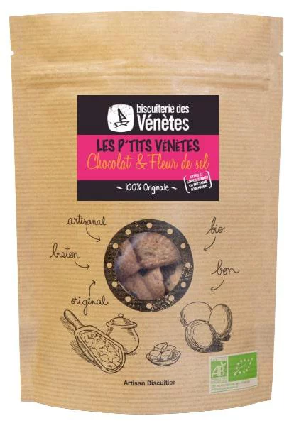 Loisirs jardin：Biscuits bio Chocolat & Fleur de sel. Le sachet de 125 g
