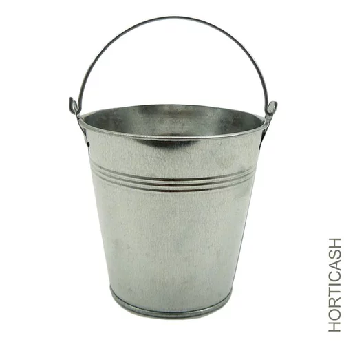 Style jardin:Cache-pot seau avec anse coloris gris - Ø 13 cm