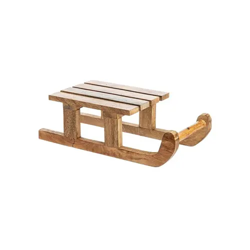 Extérieur confort:Luge décorative à poser en bois naturel - 12 x 8 x 30 cm