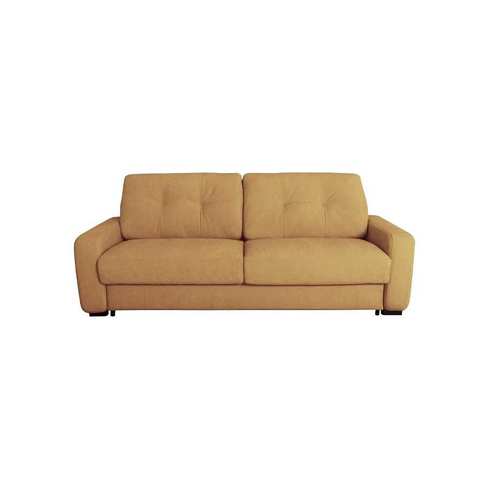 Canapé convertible DUNLOPILLO SOA 2/3 places tissu gaufré ocre 195 × 100 × 91 cm matelas 15 cm