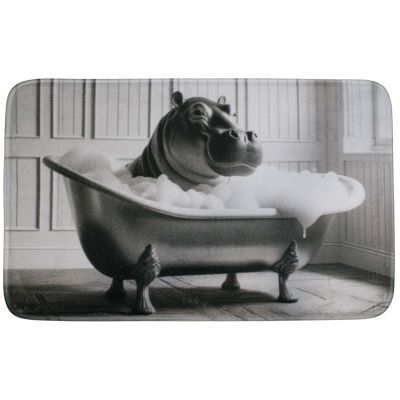 Tapis de bain en polyester Animal 45 x 75 cm (Hippo)
