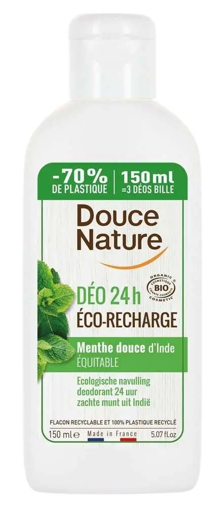 Pour un jardin plus agréable:Éco-recharge de déodorant menthe douce bio Douce Nature - 150 ml