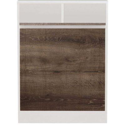Table de cuisine pliante avec rangements Bracked (Blanc, Marron)