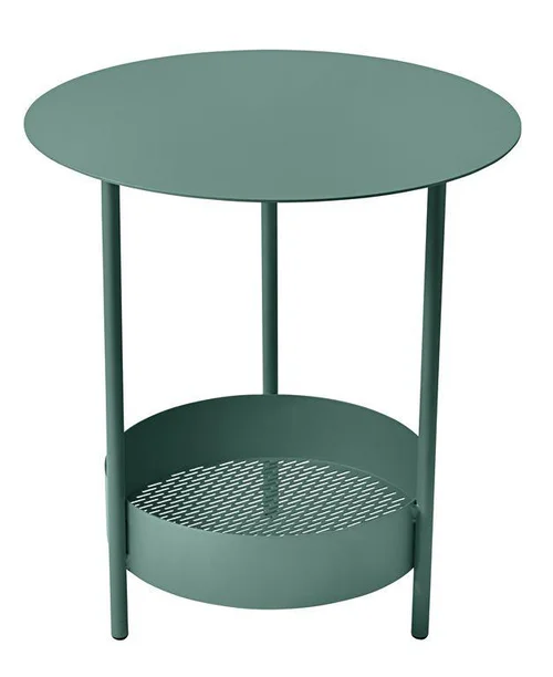 Un atout pour vos extérieurs:Guéridon Salsa coloris vert en acier - Ø 50 cm x 50 cm