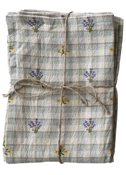 Pour embellir vos extérieurs:Lot de 2 torchons en coton bleu Solene-Segolene - 70 x 50 cm