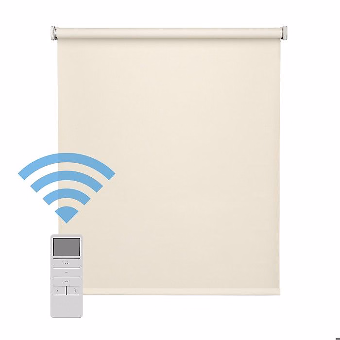 Easydeco – Store Enrouleur motorisé à batterie Blackout, Occultant, Beige, 105 × 190 cm