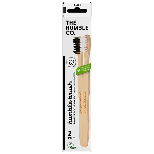 Esprit extérieur:Brosse à dents en Bambou soft the Humble Co. - Pack de 2 Blanc Noir