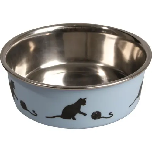 Idéal pour l’extérieur:Gamelle pour chat en inox bleue Flamingo Bella - 10 cm