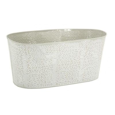 Corbeille ovale en métal laqué motif floral (29 x 15 x 13 cm)