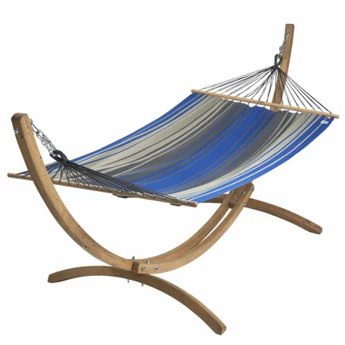 Extérieur confort:Set support et hamac EsKapade coloris bleu royal en bois et polypropylène Jobek Hamacs - 323 x 125 x 128 cm