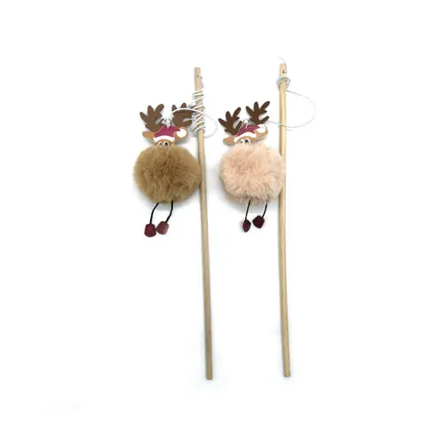 Extérieur pratique:Jouet de Noël pour chat canne à pêche peluche renne XL Bubimex - 70 cm