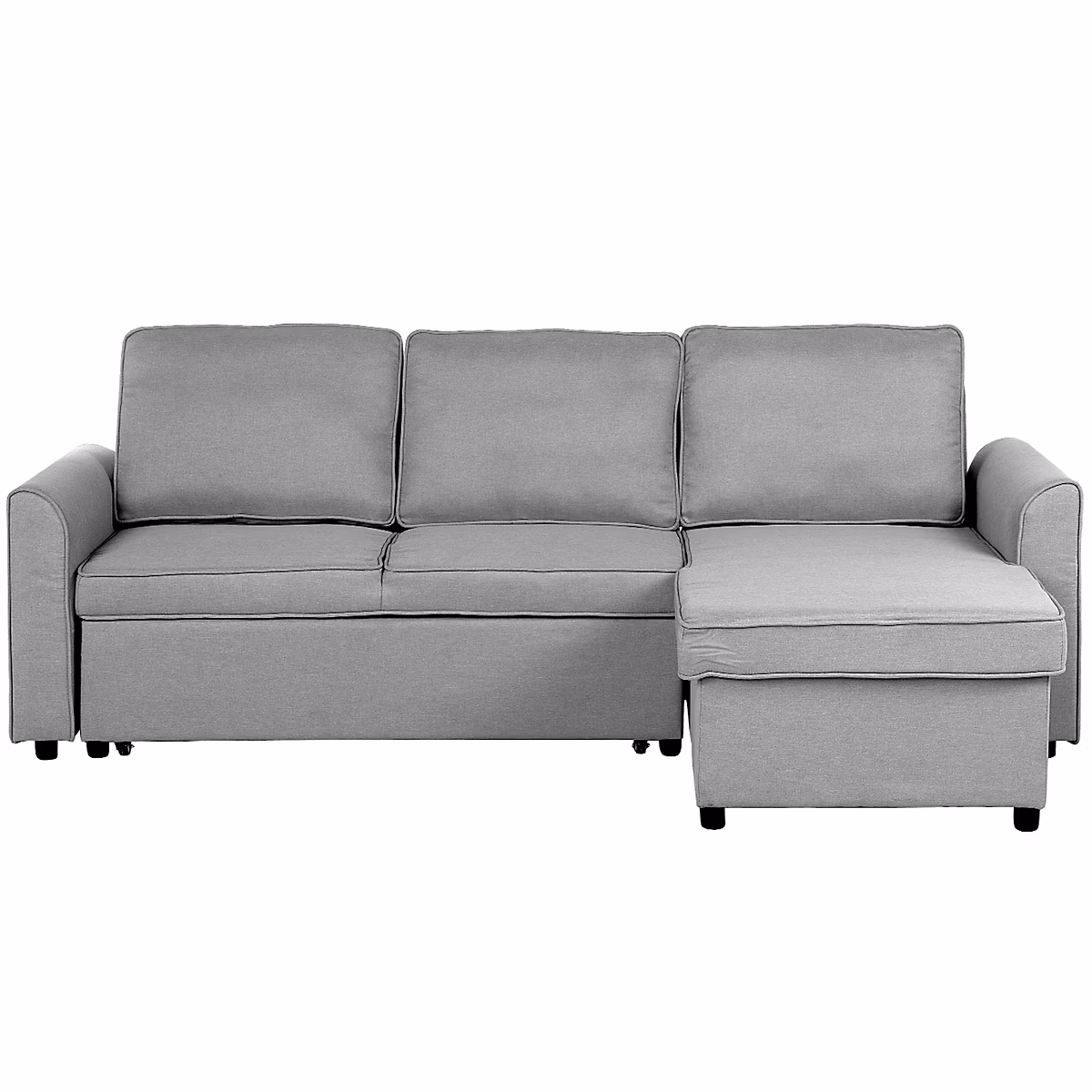 Canapé-lit d'angle 3 places NESNA avec rangement Tissu Gris clair Côté gauche – Réf. CNMSOYFPZ9933857383