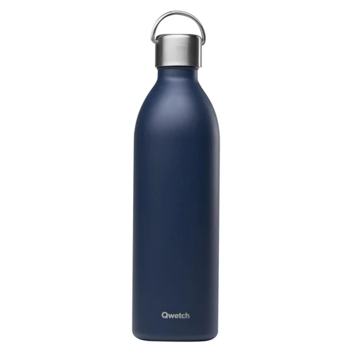 Au quotidien：Bouteille isotherme en inox recyclé coloris bleu marine Qwetch Active Matt - 1000 ml