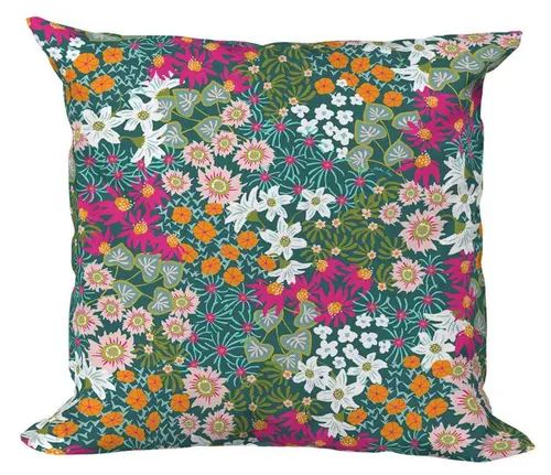 Équipement extérieur：Coussin déco en polyester/coton multicolore Fleur La Petite Fleuriste - 40 x 40 x 15 cm