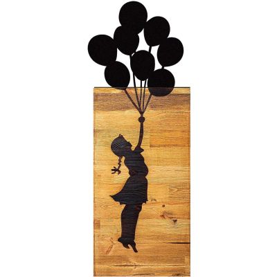 Décoration murale en bois et métal Walnut (Enfant et ballons)