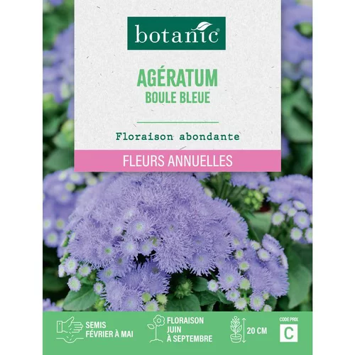 Spécial jardin:Graines de fleurs d'Ageratum boule bleue botanic®