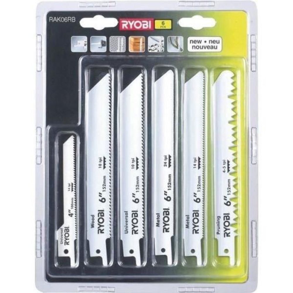 Ryobi Lot de 6 lames universelles - bois et métal 100/152mm - rak06rb