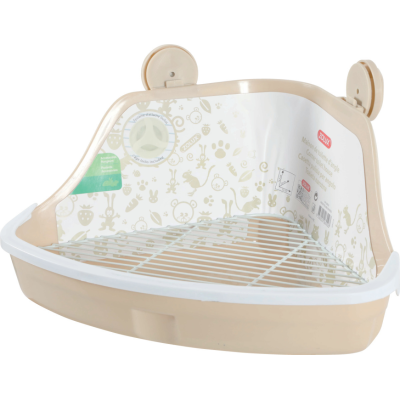 Maison de toilettes d'angle pour rongeurs 32x25 cm (Beige)