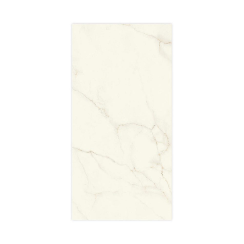 Carrelage effet Marbre Blanc Calacatta Divino 240x120x0 – 9 cm Brillant Montira, Mur intérieur (vendu par carton de 2, 88 m²), RO'M