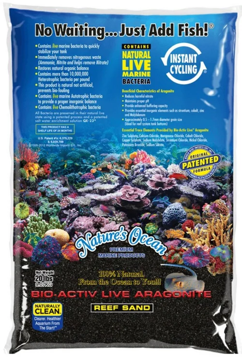 Nature jardin:Sable vivant pour aquarium coloris noir Antinea Reef - 9,07 kg (0,5 - 1,5 mm)