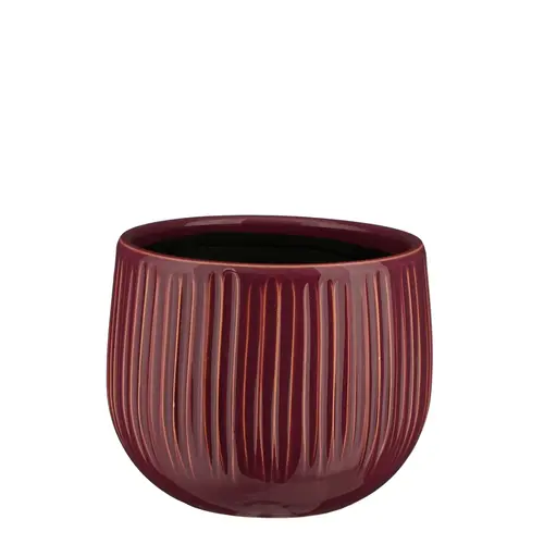 Mieux dehors:Pot rond cannelé coloris violet Pablo - 14 x Ø 16 cm