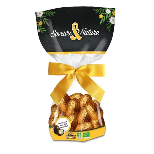 Bien pensé jardin：Sachet d’œufs fondants et croustillants enrobés de chocolat noir bio Saveur & Nature - 150 g