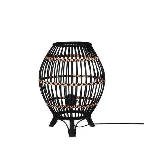 Jardin tendance：Lampe de table coloris noir en bambou Onar - Ø 30 cm