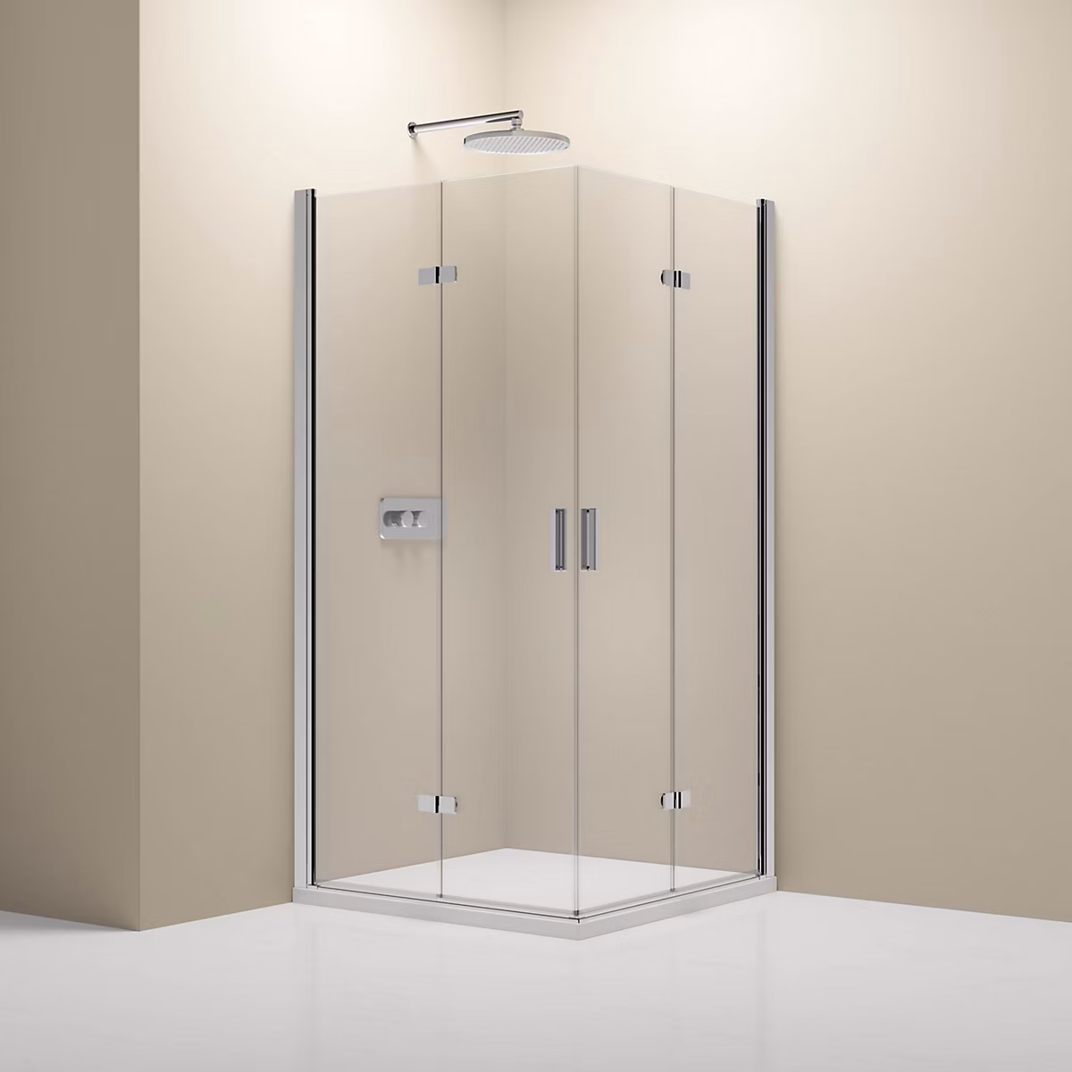 Cabine de douche d'angle 90 × 90 × 190cm (LxPxH) verre 8mm | 2 portes pliantes – Profilé chrome – NT213