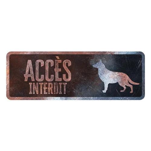 Pour vos moments au jardin:Panneau d'avertissement berger allemand coloris noir en métal galvanisé D&D Home - 40 x 13 X 0,3 cm