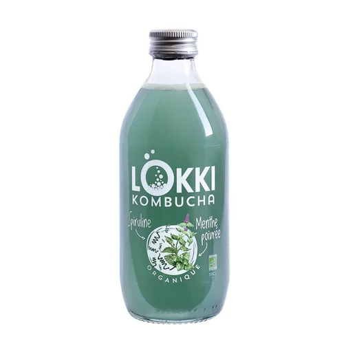 Pour votre jardin:Kombucha spiruline et menthe poivrée en bouteille en verre de 33 cl