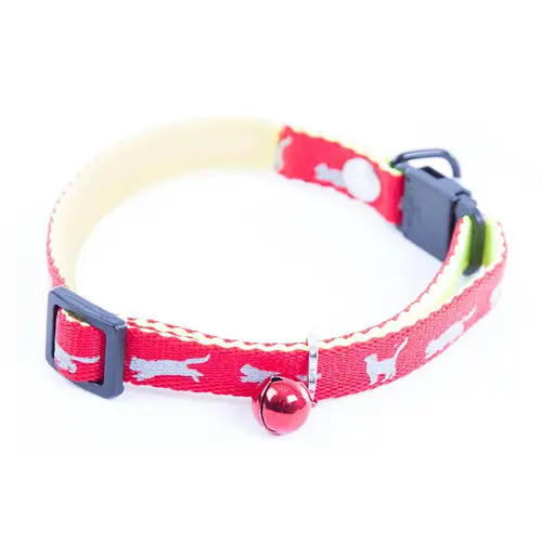À avoir pour l’extérieur：Collier réglable pour chat réfléchissant rouge 25/35x1 cm