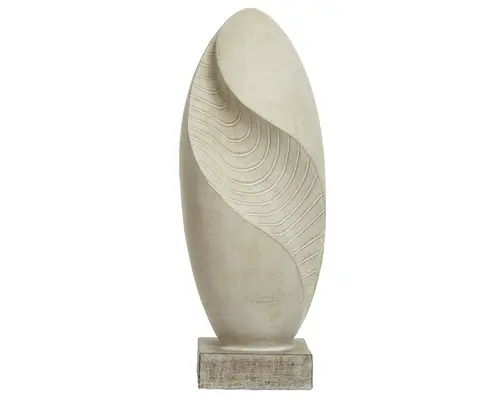 Indispensable au jardin：Statue ovale en fibre argile coloris blanc cassé Decoris - 30,5 x 30,5 x 79 cm