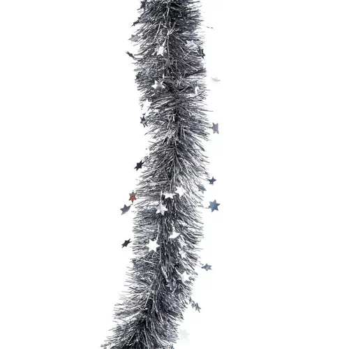 La solution pour vos extérieurs:Guirlande en plastique graphite avec étoiles - L 200 x l 11 cm