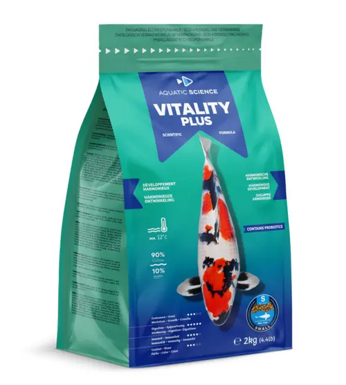 Jardin accessoire:Nourriture complète et nutritive pour koïs de minimum 7 cm de long Aquatic Science Vitality Plus - Taille S sac de 2 kg