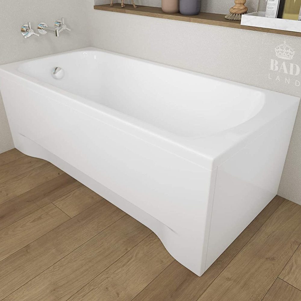 Baignoire rectangulaire 150 x 70 CLASSIC acrylique blanc + avec Tablier + Pieds + Vidage à chromé | Baignoire