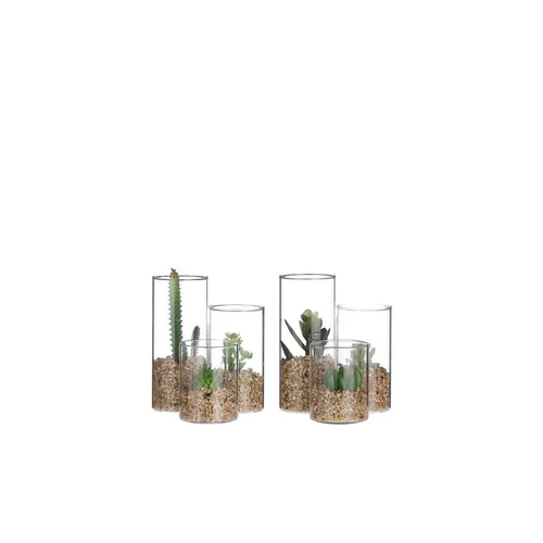 Esprit jardin:Succulente verte artificielle en pot transparent H 13 x Ø 11 cm