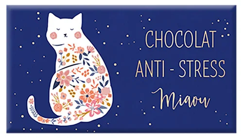Jardin à découvrir：Chocolat au lait bio « Chocolat Anti-Stress Miaou » Art Grafik - 40 g