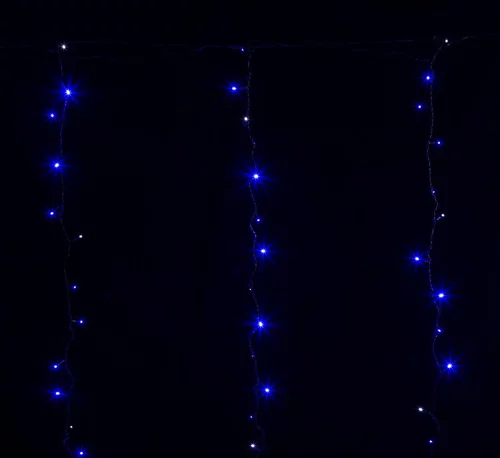 Une touche extérieure：Rallonge rideau lumineux LED à lumière fixe bleu sur secteur - 2 m