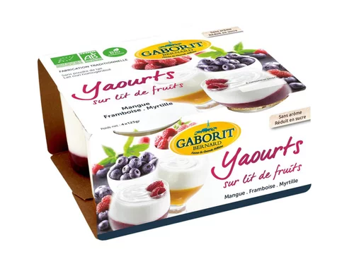 Extérieur nature:Yaourt demi-écrémé bio sur lit de fruits Gaborit - 4 x 125 g