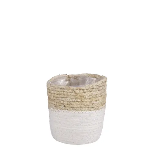 Espace vert utile:Panier cache-pot coloris blanc en jute Rachel Mica Decorations - 14 x Ø 14 cm