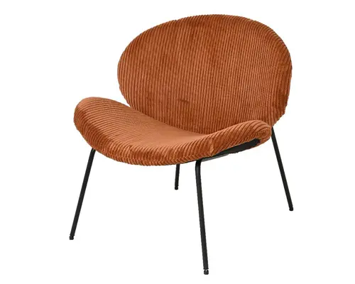 Pour un jardin accueillant：Fauteuil d'intérieur marron en velours cÃ´telé - 72 x 67,5 x 73,5 cm