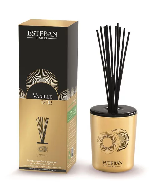 Jardin actuel:Bouquet parfumé et recharge Esteban collection Vanille d'or – 100 ml